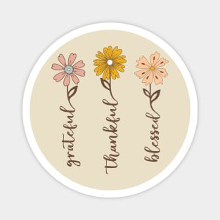 Grateful,thankful,blessed floral Magnet